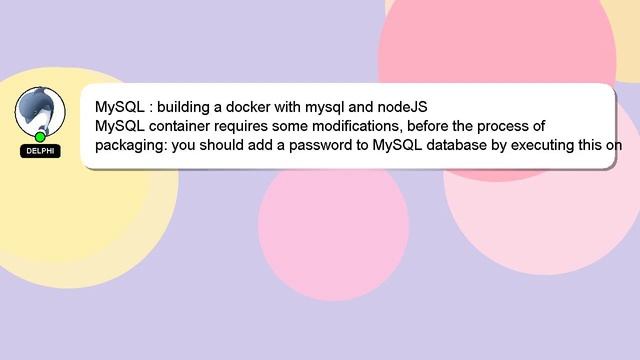 MySQL : building a docker with mysql and nodeJS