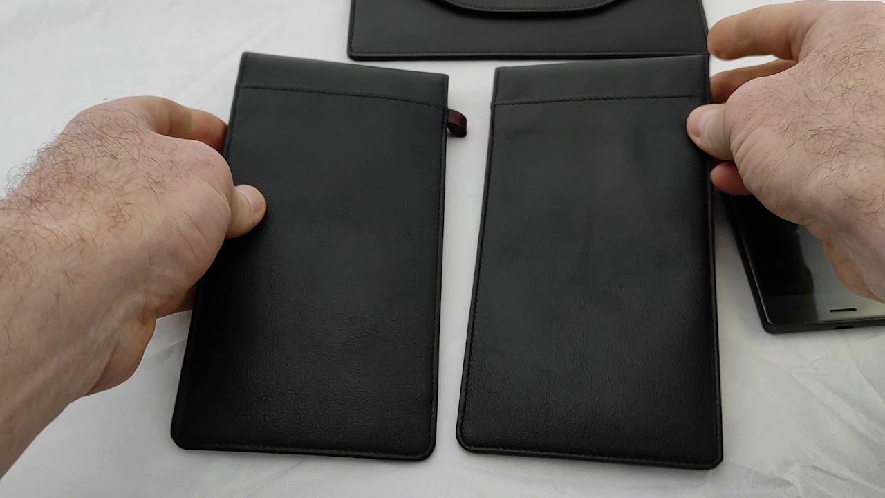 Экранирующий чехол из кожи на смартфон. Блокировка мессенджеров по Wi-Fi. Клапан по короткой стороне