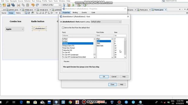 Use combo-box radio-button and check-box in Java using NetBeans GUI