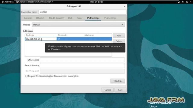 How to set static ip address using GUI in Oracle Linux 8
