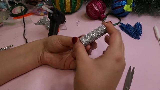DIY сhristmas Toy Foamiran Crafts | елочная игрушка из фоамирана с эффектом 