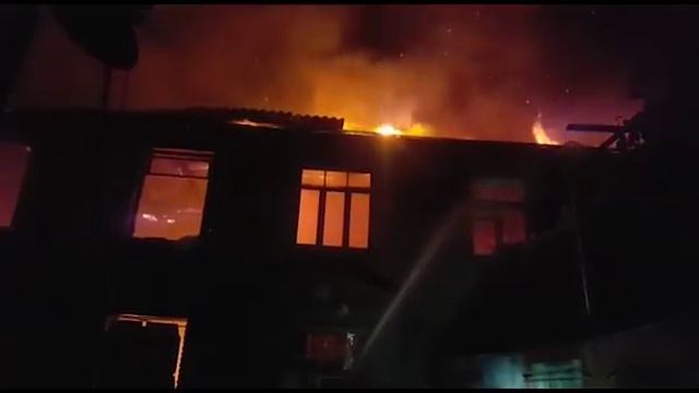 Пожар в Цхинвале по ул.Коцоева