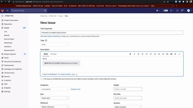 Quick action to set issue type as incident upon creation