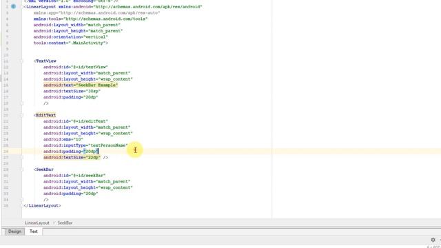 SeekBar Example in Anroid Studio