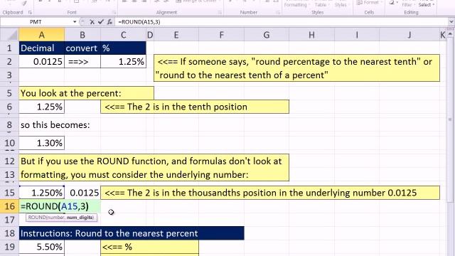Excel 2010 Business Math 26.5: Rounding Percentages
