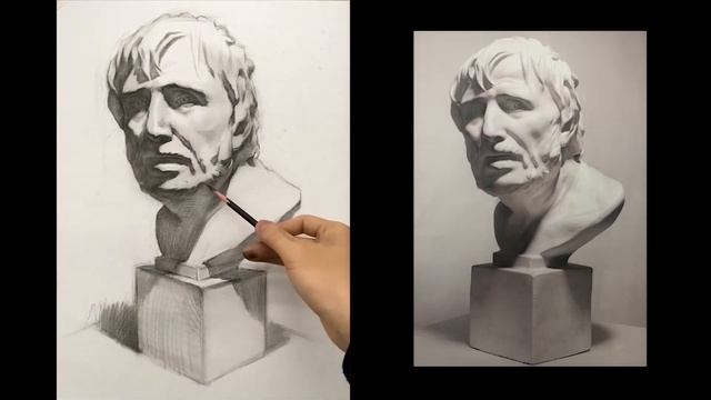 Seneca drawing plaster casts on paper