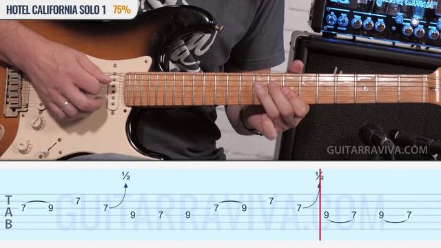 Hotel California SOLO 1 Tutorial Guitarra Con Tablatura Y Tabs  | Guitarraviva