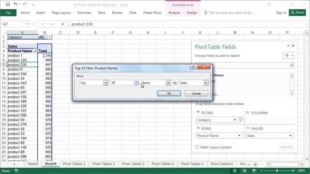 Pivot Tables for Beginners - Excel for Advanced - Lesson 10