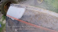 Datsun Cherry Wing being Soda Blasted