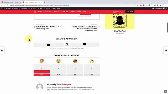How to Enable Reactions in Bimber WordPress Theme