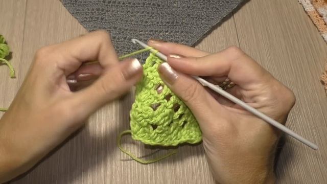 Диагональный шарфик крючком подробный МК.
