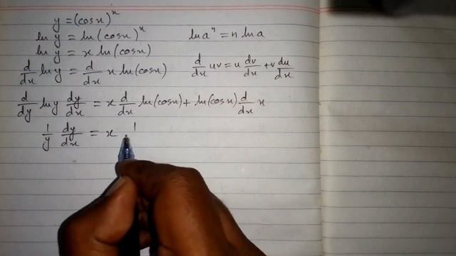 Derivative of (cos x)^x || Logarithmic Differentiation