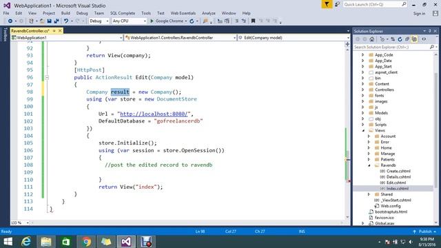 edit records in ravendb using ASP NET MVC