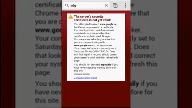 How to fix Android error 'No Internet connection' and 'server's security certificate not yet valid!