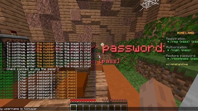 How to login or register in mineland server minecraft