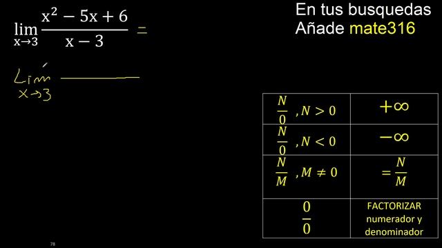 Lim x2-5x6x-3 . Limite de funciones  caso 00 indeterminado