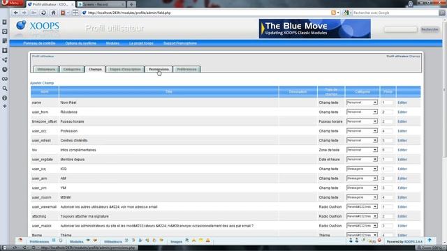 Astuce Xoops : Permission d'affichage des champs du module Profile dans les infos du membre