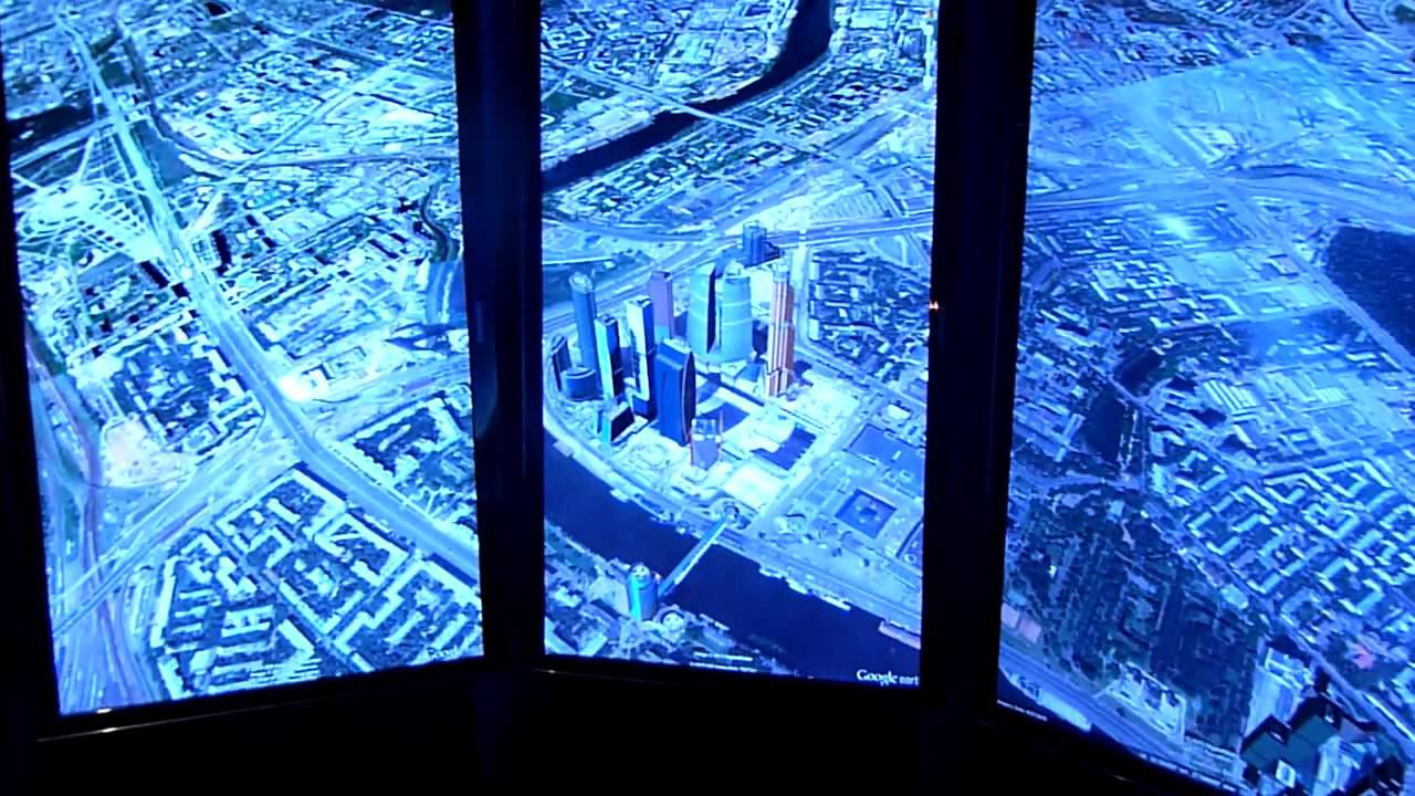 Google Earth с большими экранами в Московском офисе Google