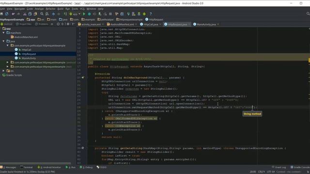 Android http call example with AsyncTask and HttpURLConnection.
