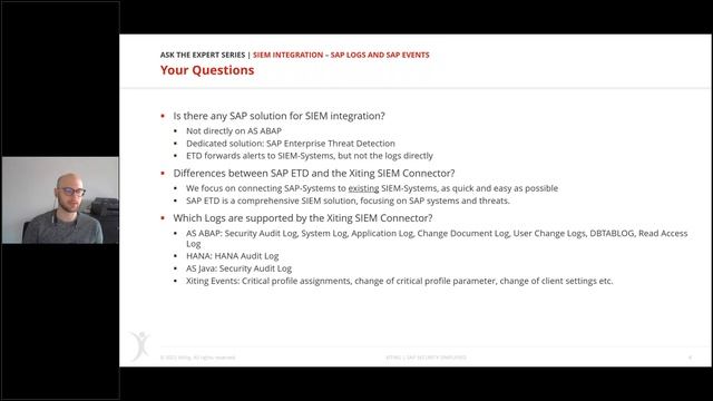 Xiting Ask the Expert #7: SIEM Integration – SAP Logs and SAP Events – Best Practices