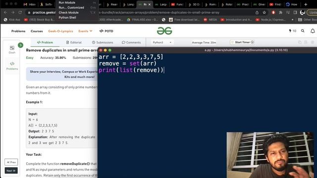 Day-7 Amazon interview question | Remove duplicates in small prime array | Brute - Optimal | Hindi