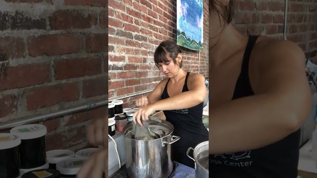 May 2018: Boiling out the wax from a batik