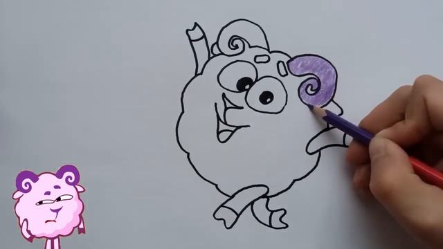 Как нарисовать смешариков. Учимся рисовать Бараша. Рисуем смешариков. Kikoriki.