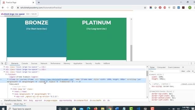 039 Handling Frames with  Cypress using real time example