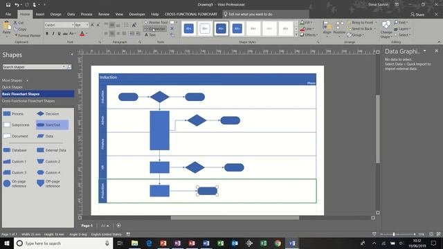Cross Functional flow chart in Microsoft Visio