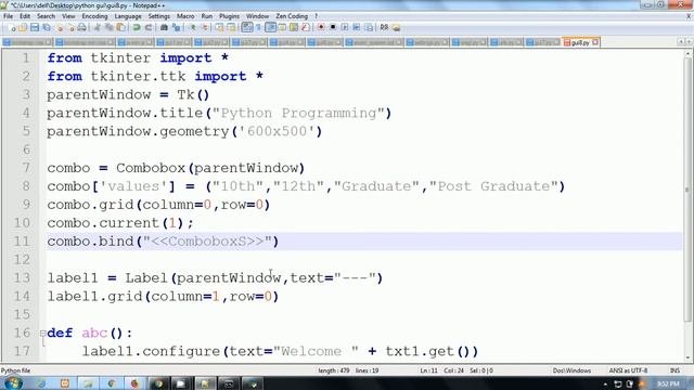 Python GUI ProgrammingTkinter  ComboBox Widget  8  Hindi
