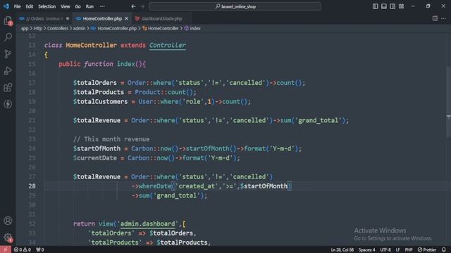 Laravel 10 Ecommerce Project | #55 Admin - Dashboard | Backend | PHP Tech Life Hindi
