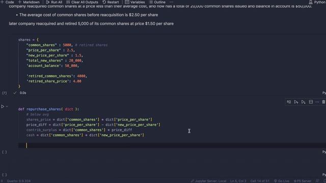 Accounting Common Shares in Python