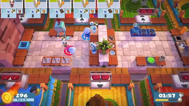 Overcooked 2 - Sun's Out Buns Out DLC - Level 1-2 - 4 Stars - 2 Player co-op