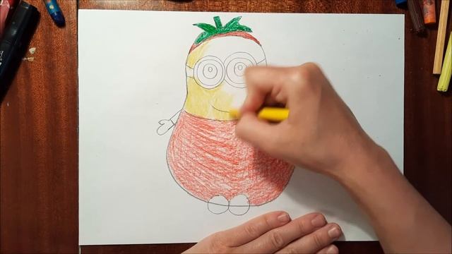 Рисуем по шагам миньона Джерри-томат