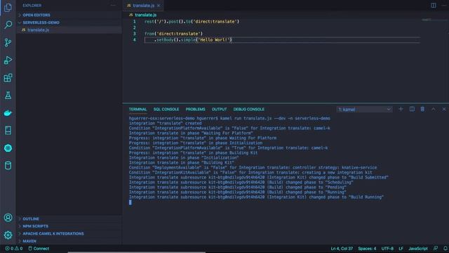 Writing serverless Functions with Camel K and Knative