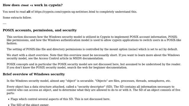 How does `chmod +x` work in cygwin? (2 Solutions!!)