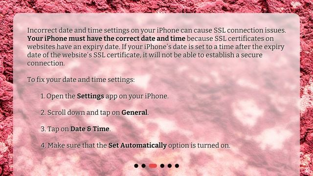 How do I fix iPhone SSL connection issue?