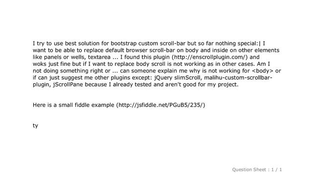 jQuery : Custom scroll-bar for body on bootstrap 3