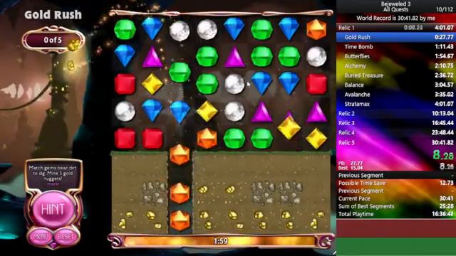 Bejeweled 3 - Fastest Quest Ever