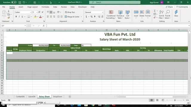 Automated Salary Sheet | Employee Management Pt 5 | Userform in excel