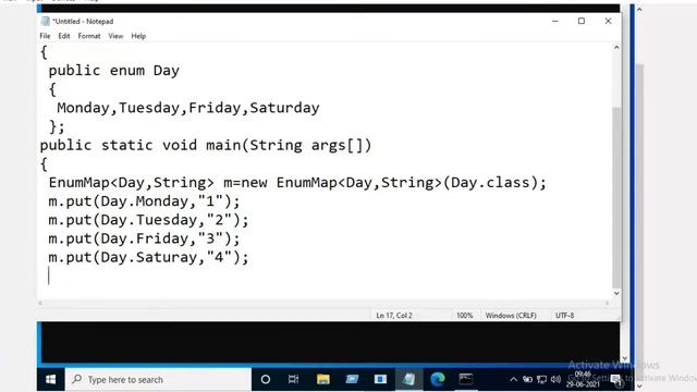 EnumMap class example in java collection ||  java collection framework in telugu
