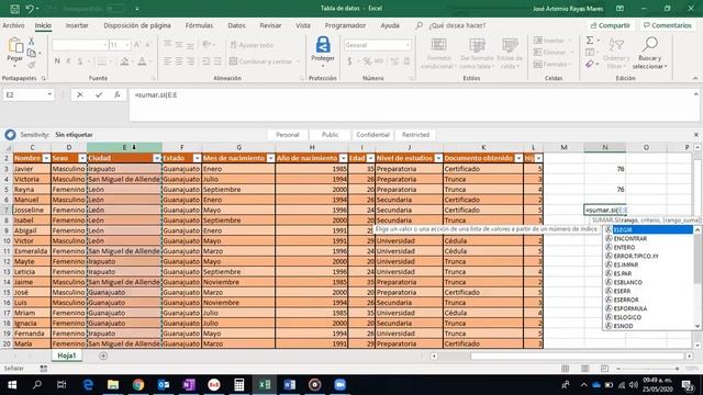Fórmula para sumar en excel parte 1 2020