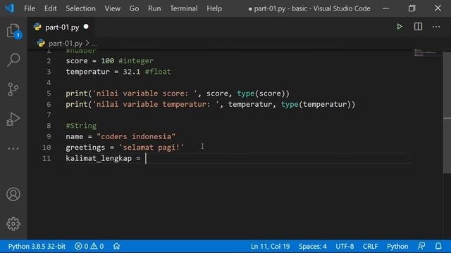 Tutorial Pemrograman Python Handbook - Variable Dan Tipe data number dan string
