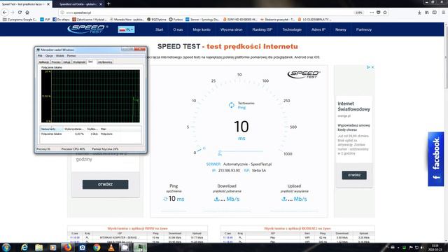 NETIA Światłowód 900 mbit ! SPEEDTEST 900/100 Mbit/s