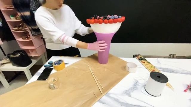 Как изготовить фруктовый букет подробное описание мастер класс