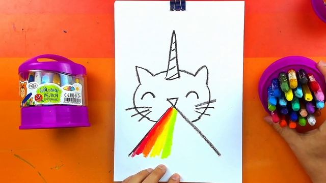 Рисуем КОТЭ - Единорога мелками - урок рисования для детей