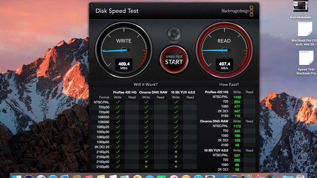 Speed Test MacBook pro 13,mid2012 SSD512, 16gb