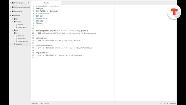 Añadir variables a un Makefile | Organización de código y Makefiles | T-Formación