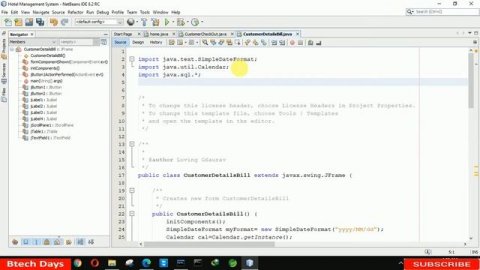 9. Hotel Management System in java - Customer Details Bill Page (JFrame, Mysql Database, Netbeans)
