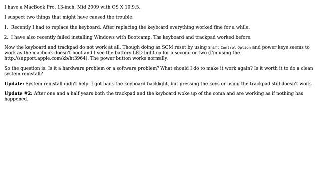 Apple: Keyboard and trackpad not working, SMC reset seems possible (2 Solutions!!)